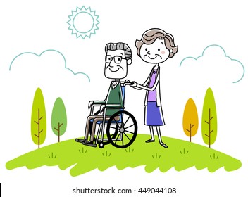 Husband Wife Ride Wheelchair ????????????? (????????????????) 449044138 photo