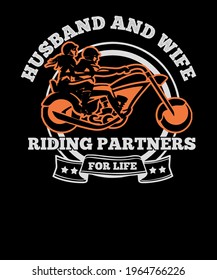 HUSBAND AND WIFE RIDING PARTNERS FOR LIFE T-SHIRT DESIGN