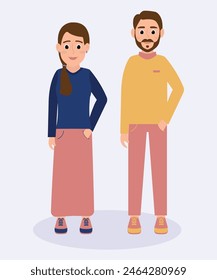 Husband and wife standing, vector flat art 