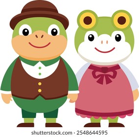 Marido e esposa Toad cartoon Vetor