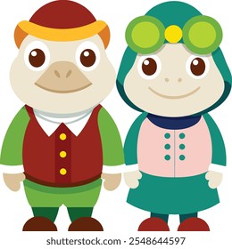 Marido e esposa Toad cartoon Vetor