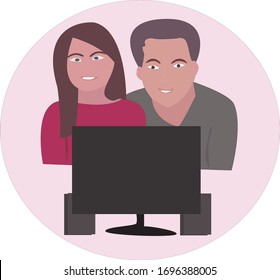 Husband and wife watching romantic movie
