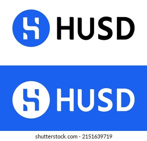 Criptodivisa Husd con el logotipo HUSD con tipografía. Ilustración vectorial del logotipo criptográfico de la marca de moneda digital. 