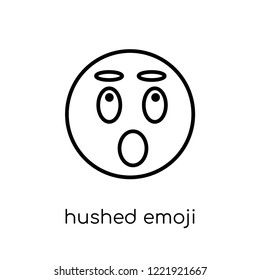hushed emoji icon. Trendy modern flat linear vector hushed emoji icon on white background from thin line Emoji collection, outline vector illustration