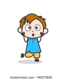 Hushed Face Expression - Cute Cartoon Kid Vector
