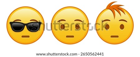 Hushed face Set of three yellow emoji