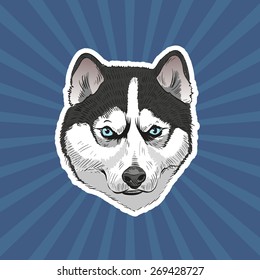 Husk dog hand drawn, vector illustration