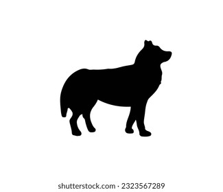 Huski breed silhouette. Vector illustration about dog in black color. Domestic mammal animal. Symbol for feed and pet things