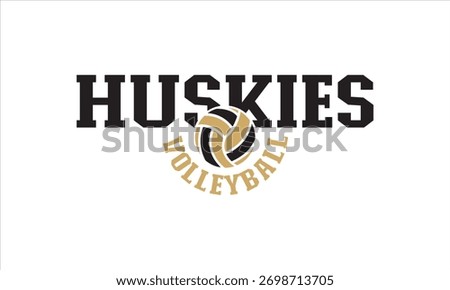 Huskies Volleyball Logo – Printable Volleyball T-shirt Vector Design
