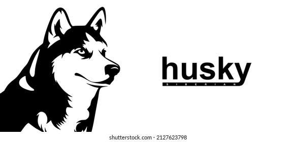 Husky banner and logo template. Siberian Husky allergic. sunset husky dog ​​design isolated on white background