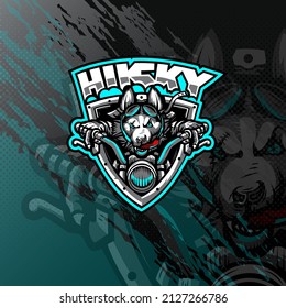 Husky bikers logo for esport, sport, or game team mascot.