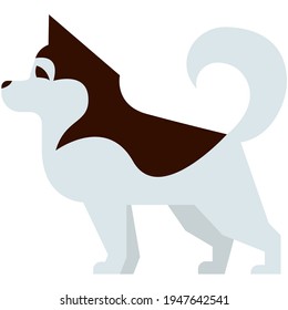 Logo del vector de raza Husky aislado en blanco