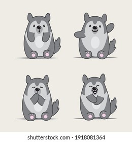 Husky cartoon vector illustration. Cute wildlife animal character. Good for kids graphic resources.