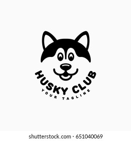 Husky club logo template design. Vector illustration.