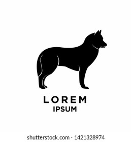 husky dog black color silhouette white isolated background isolated logo icon design vector illustration