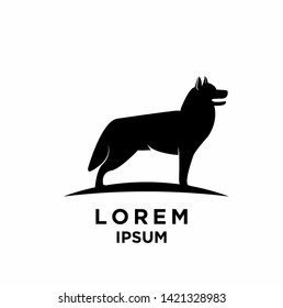 husky dog black color silhouette white isolated background isolated logo icon design vector illustration