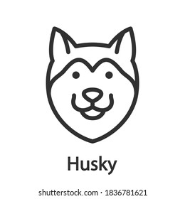 Husky, Dog breed, linear icon. Editable stroke