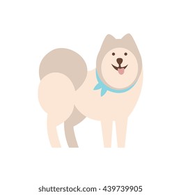 Husky Dog Breed Primitive Cartoon Illustration