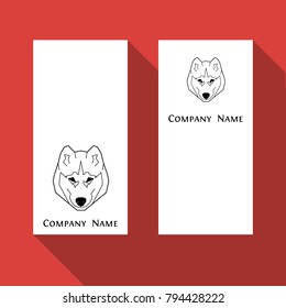 Husky dog business card in geometric modern style. Perfect logo, print and creative design. Vector illustration. Isolated on white.