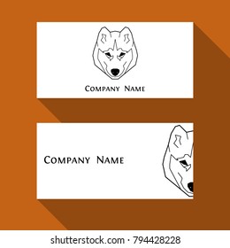 Husky dog business card in geometric modern style. Perfect logo, print and creative design. Vector illustration. Isolated on white.