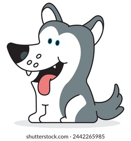Husky dog cute puppy vector cartoon character illustration isolated on a white background.