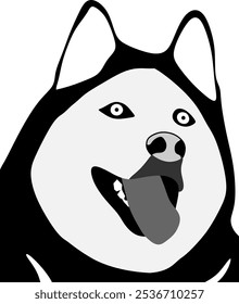 Husky dog drawing illustration on white background.
