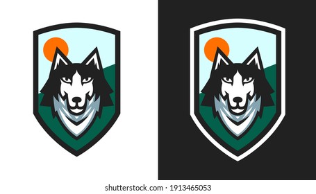 husky dog emblem design vector illustration.