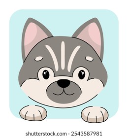 Husky dog face flat vector illustrtion. Husky dog icon