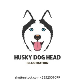 Husky Dog Face Head with Sticking out Tongue Illustration Vector