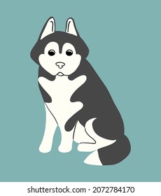 husky dog hand drawn style