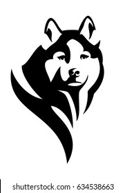 Husky Dog Head Black White Vector Stock Vector (Royalty Free) 634538663 ...