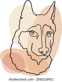  husky dog head line art digital illustration vector print