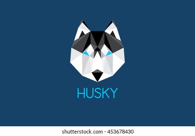 husky dog head logo design - vector illustration