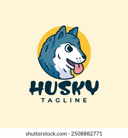 Husky dog head Logo mascot illustration Cartoon character vector	