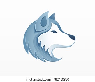 Husky Dog Head Logo Vector Illustration - Winter Outdoor Siberian Husky Sledding Safari Logo Icon