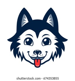 Husky dog head vector cartoon.