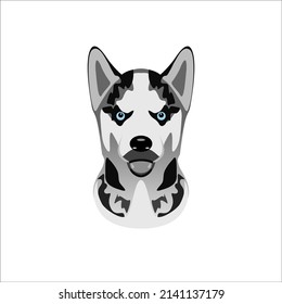 Husky Dog Icon. Template For Logo Design. Isolated On A White Background. Vector Illustration.