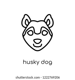 Husky dog icon. Trendy modern flat linear vector Husky dog icon on white background from thin line dogs collection, editable outline stroke vector illustration