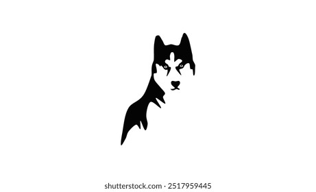 husky dog, ​​black isolated silhouette