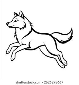 husky dog jump outline icon