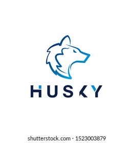 Husky Dog Logo Design Template. 