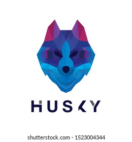 Husky dog logo design template. 