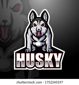 Husky dog mascot esport logo design