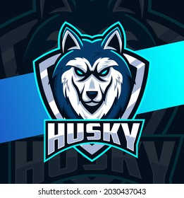 husky dog mascot esport logo design for sport and animal logo