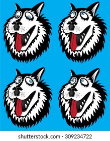 husky dog portrait looking around vector illustration