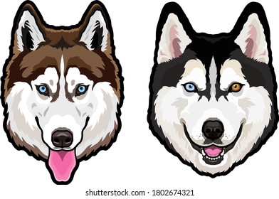 Husky Dog Portrait Vector Illustration