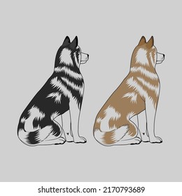 Husky Dog Set Vector Art, Hunting Dogs, Icon Vector For T shirt design, Stock Illustration