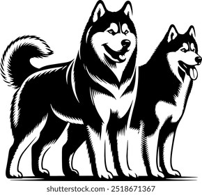 Husky Arte vectorial de la silueta del perro para los Diseños, las impresiones, y los logotipos del Profesional