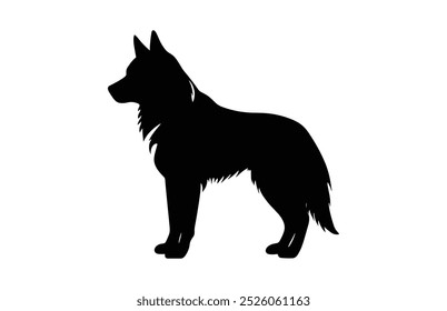 Husky Dog Silhouette Vector, Husky Black Clipart isolated on a white background