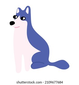 Husky dog sit. Hand drawn vector illustration on white background. 